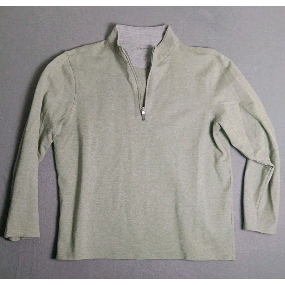 Mizzen Main Mens L  Light Green Quarter Zip Pullover Casual Knit Golf